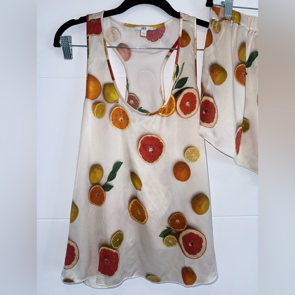 LUNYA Washable Silk Tank Short Pajama Main Squeeze Orange SET 2 PIECE L - Picture 5 of 8